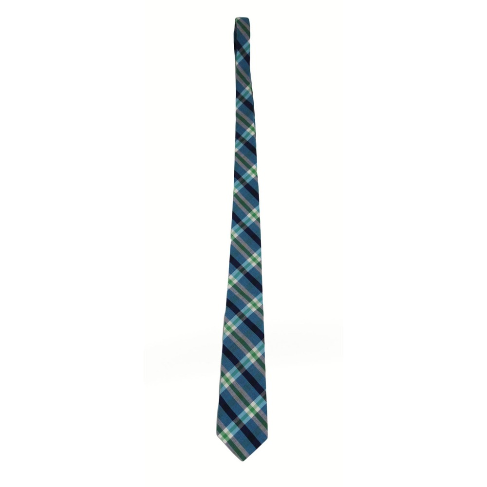 Old Navy Boys Blue Green Plaid Cotton Necktie XL 14-16